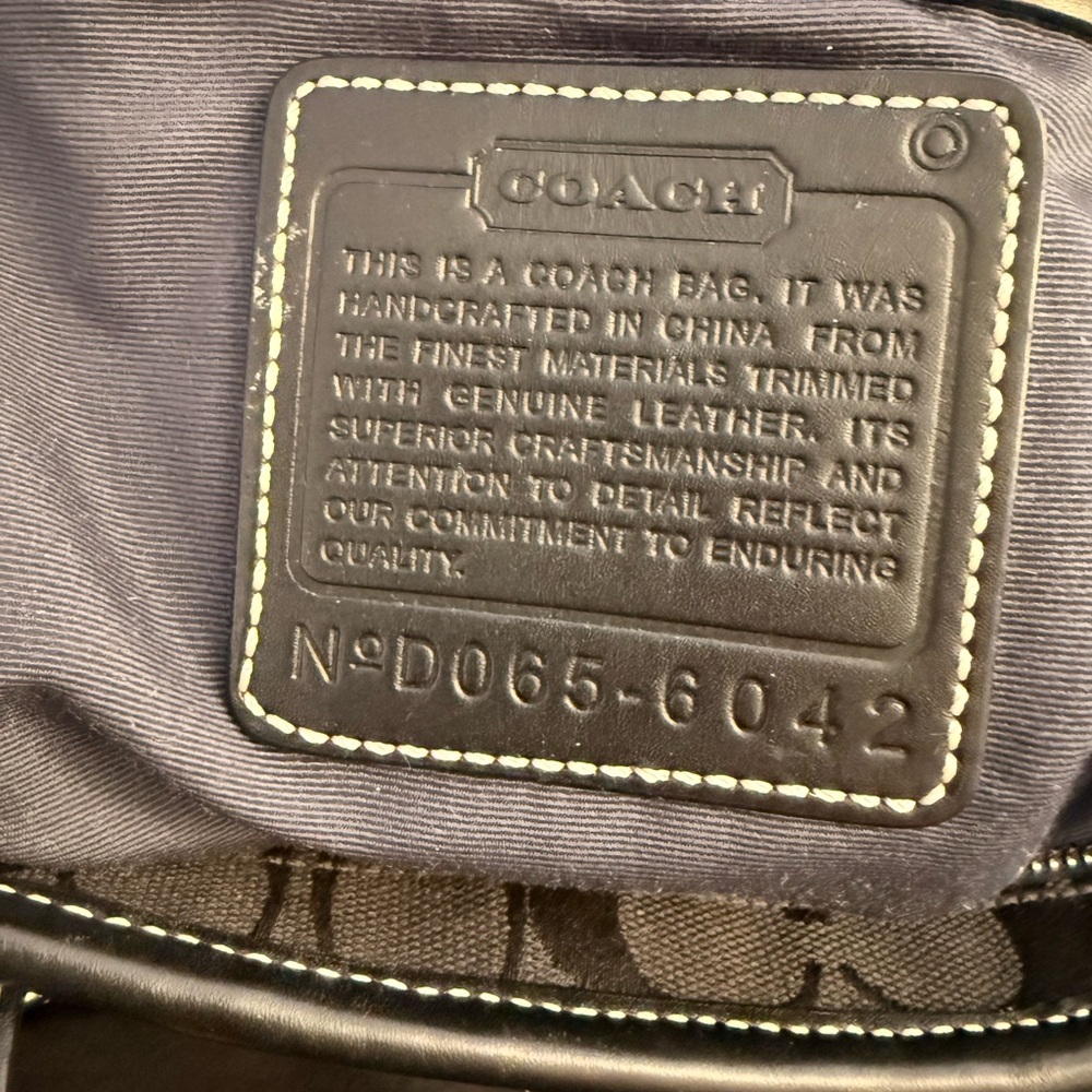 Coach Black Signature Tote with Leather Trim - Picture 4 of 7